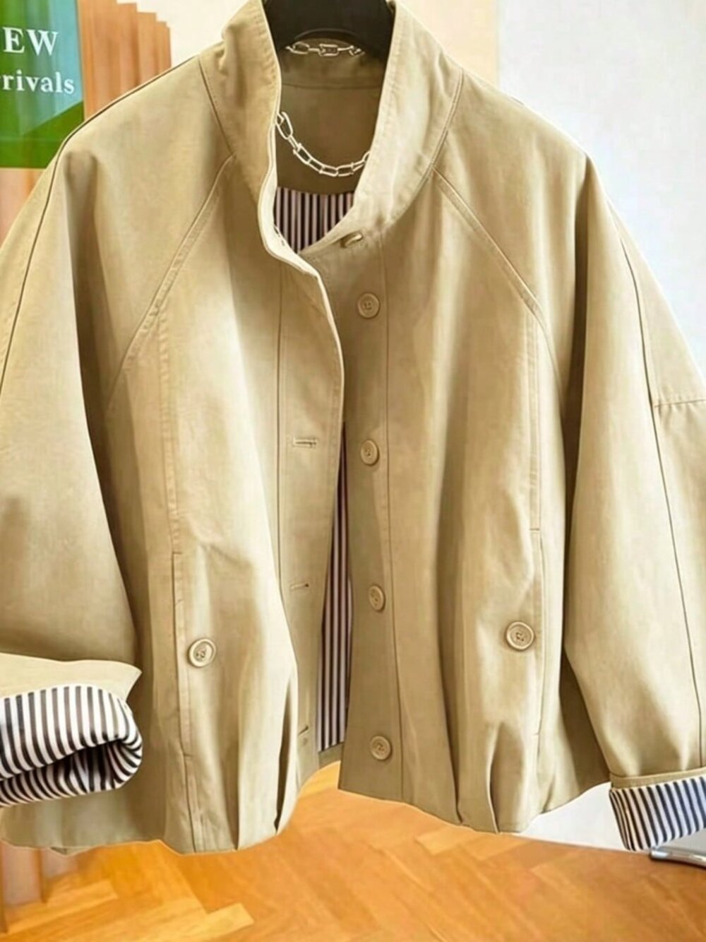 Yellow Casual Women's Stand Collar Jacket